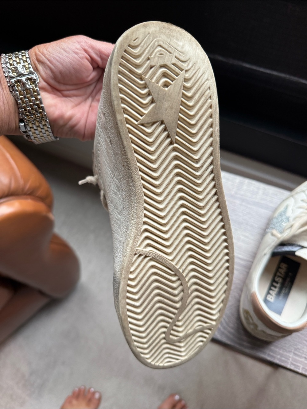 Golden Goose Women’s Cream Leather Star Sneakers - Picture 10 of 12